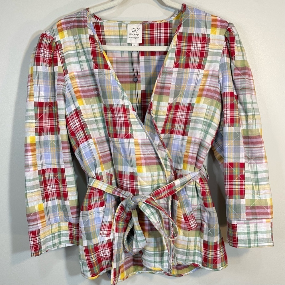 Cinq à Sept Triss Quilted Organic Cotton Wrap Jacket Meadow Print Size Womens S
